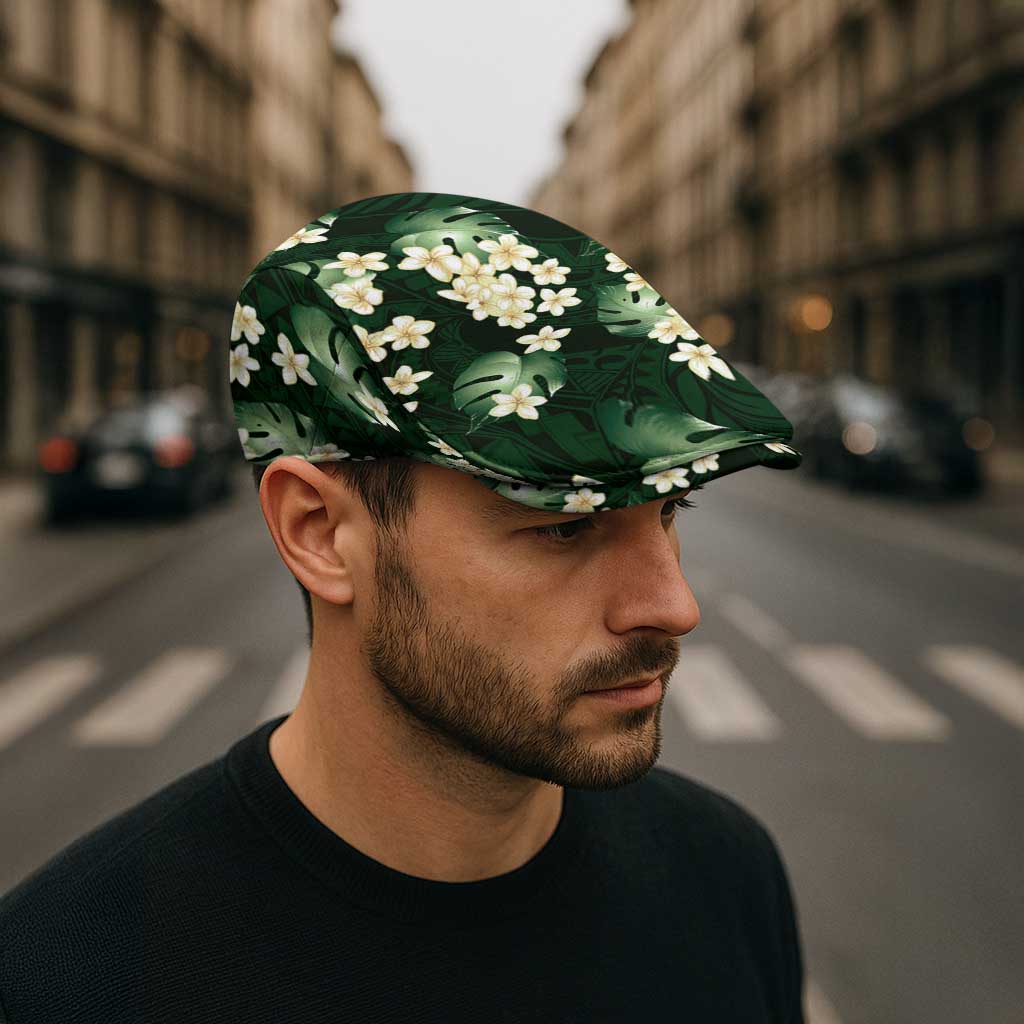Green Tropical Hawaii Jeff Hat Seamless Monstera Plumeria Hawaiian Pattern LT14 - Polynesian Pride