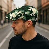 Green Tropical Hawaii Jeff Hat Seamless Monstera Plumeria Hawaiian Pattern LT14 - Polynesian Pride