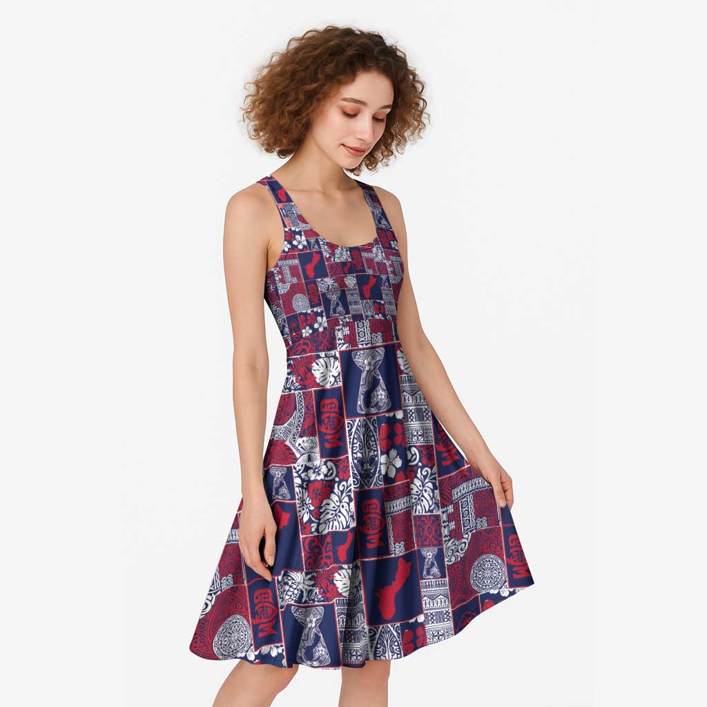 Guam Felis Pasgua Midi Dress Pacific Patchwork Xmas Vibes - Polynesian Pride