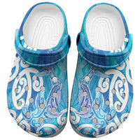 Hammerhead Shark Tattoo New Zealand Clogs Shoes Maori Galaxy Mangopare Pattern LT14 Turquoise - Polynesian Pride