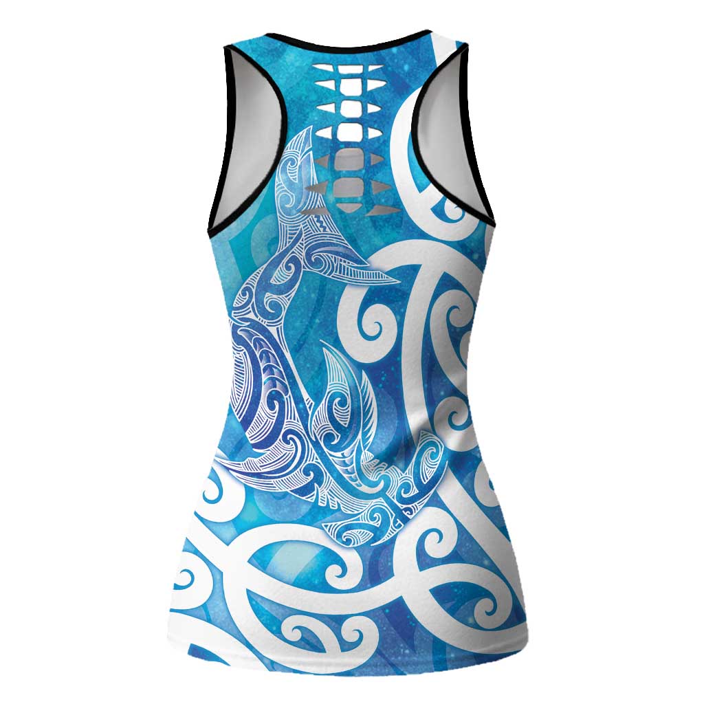 Hammerhead Shark Tattoo New Zealand Hollow Tank Top Maori Galaxy Mangopare Pattern LT14 - Polynesian Pride