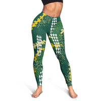 Hawaii Aloha Kakau Leggings Green Puakenikeni and Maile Lei Twist LT7 - Polynesian Pride