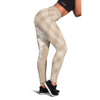 Hawaii Aloha Plumeria Lei Beige Palaka Leggings - Polynesian Pride