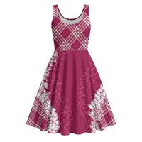 Hawaii Aloha Plumeria Lei Fuschia Palaka Midi Dress - Polynesian Pride