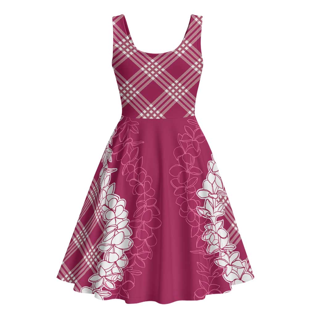 Hawaii Aloha Plumeria Lei Fuschia Palaka Midi Dress - Polynesian Pride