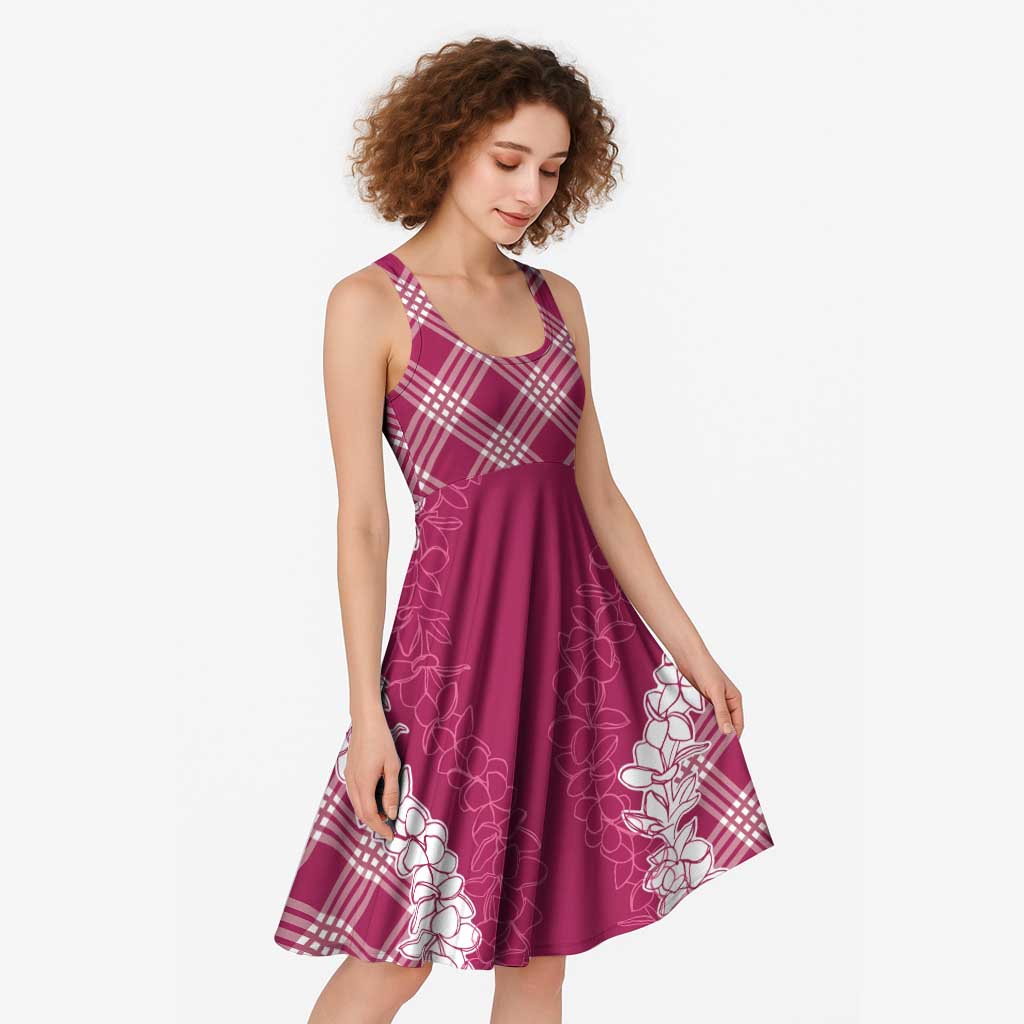 Hawaii Aloha Plumeria Lei Fuschia Palaka Midi Dress - Polynesian Pride