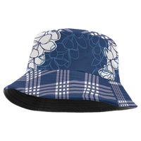 Hawaii Aloha Plumeria Lei Navy Palaka Bucket Hat LT7 One Size Navy Blue - Polynesian Pride