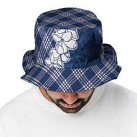 Hawaii Aloha Plumeria Lei Navy Palaka Bucket Hat LT7 - Polynesian Pride
