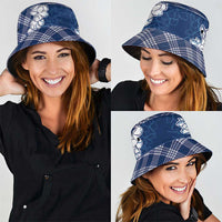 Hawaii Aloha Plumeria Lei Navy Palaka Bucket Hat LT7 - Polynesian Pride