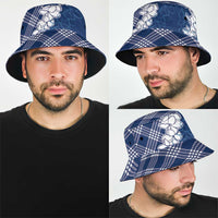 Hawaii Aloha Plumeria Lei Navy Palaka Bucket Hat LT7 - Polynesian Pride