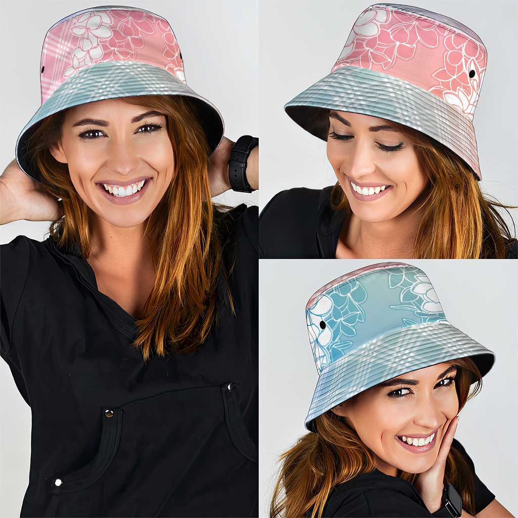 Hawaii Aloha Plumeria Lei Pastel Candy Palaka Bucket Hat LT7 - Polynesian Pride