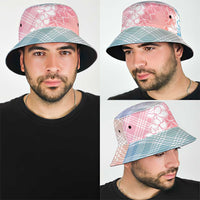 Hawaii Aloha Plumeria Lei Pastel Candy Palaka Bucket Hat LT7 - Polynesian Pride