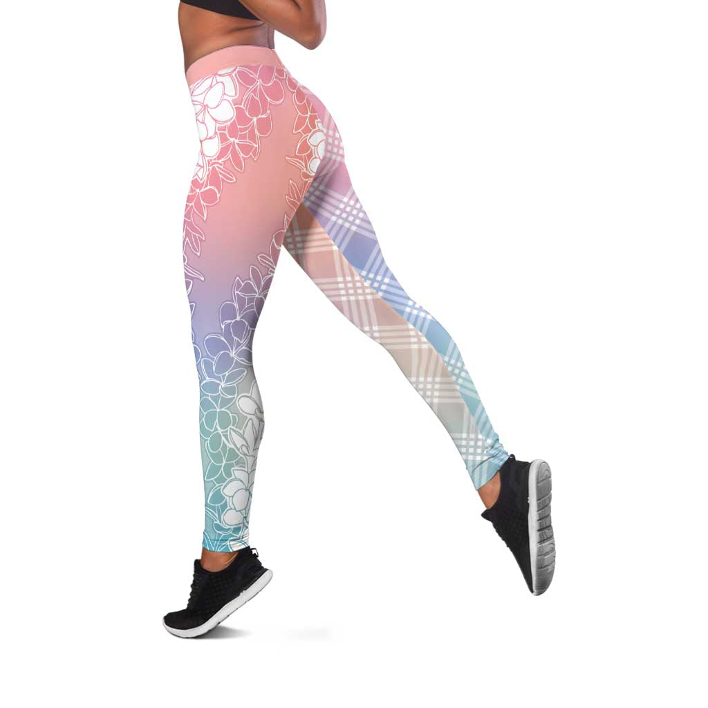 Hawaii Aloha Plumeria Lei Pastel Candy Palaka Leggings LT7 Pastel - Polynesian Pride