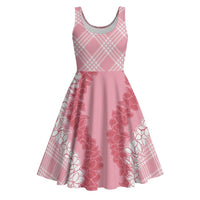 Hawaii Aloha Plumeria Lei Pink Palaka Midi Dress - Polynesian Pride