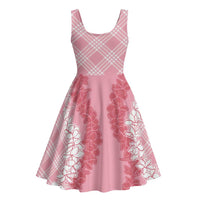 Hawaii Aloha Plumeria Lei Pink Palaka Midi Dress - Polynesian Pride