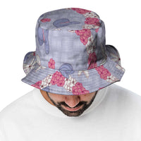 Hawaii Anthurium Tiare Pikake Lei Bucket Hat Poni Lauhala Art Pattern