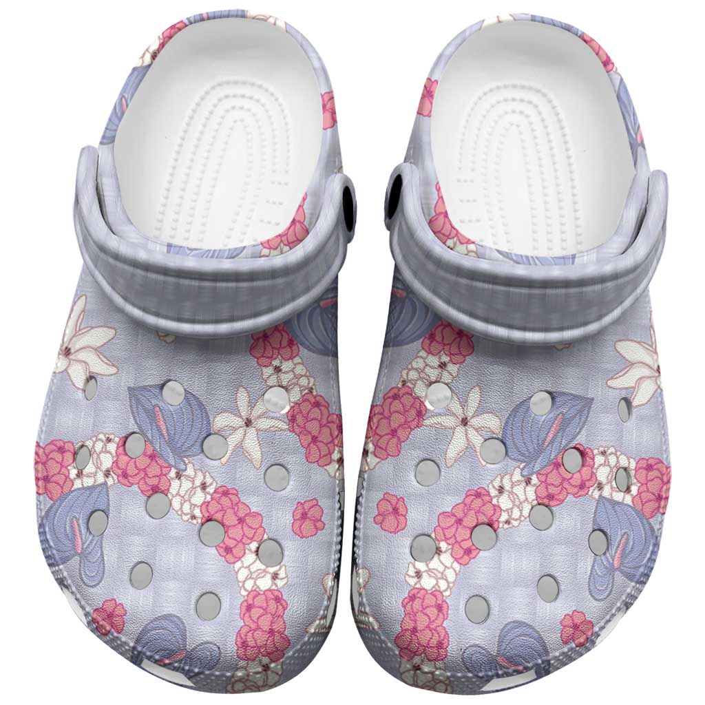 Hawaii Anthurium Tiare Pikake Lei Clogs Shoes Poni Lauhala Art Pattern