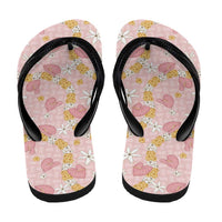 Hawaii Anthurium Tiare Pikake Lei Flip Flops Akala Lauhala Art Pattern