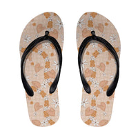 Hawaii Anthurium Tiare Pikake Lei Flip Flops Alani Lauhala Art Pattern LT01 Orange - Polynesian Pride