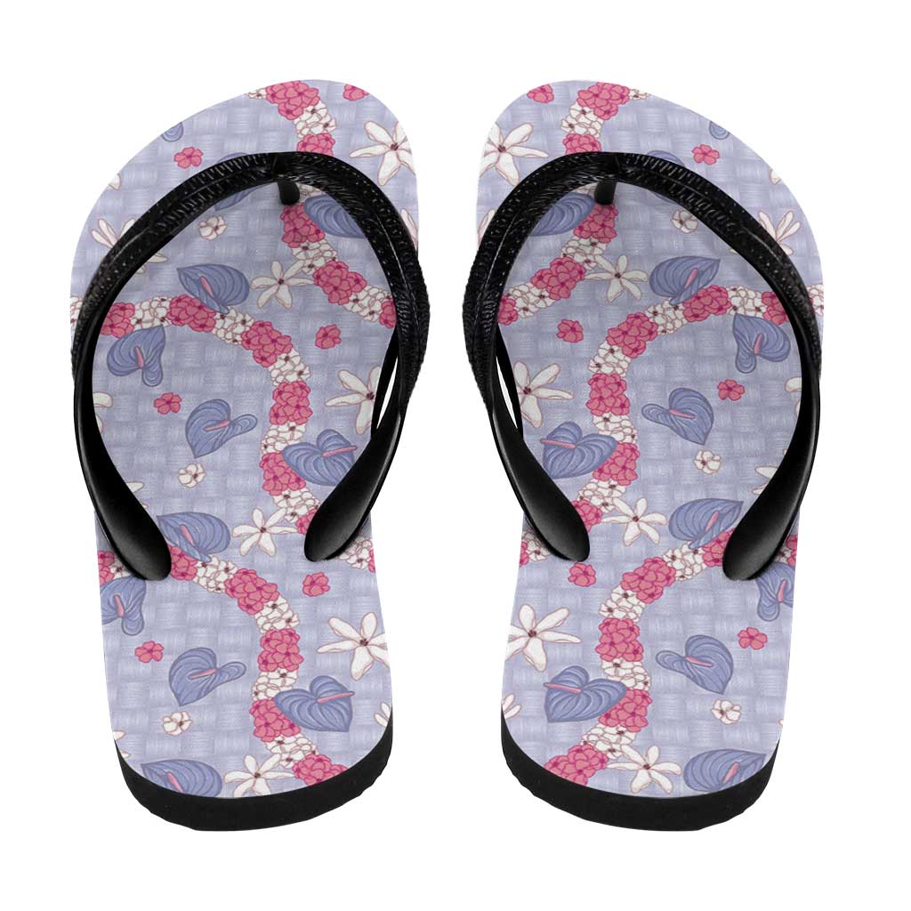 Hawaii Anthurium Tiare Pikake Lei Flip Flops Poni Lauhala Art Pattern