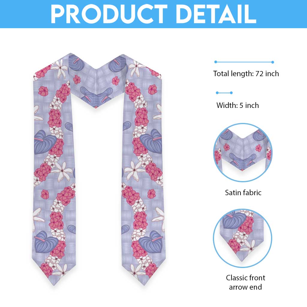 Hawaii Anthurium Tiare Pikake Lei Graduation Stole Poni Lauhala Art Pattern