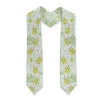 Hawaii Anthurium Tiare Pikake Lei Graduation Stole Sage Green Lauhala Art Pattern