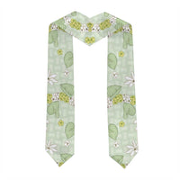 Hawaii Anthurium Tiare Pikake Lei Graduation Stole Sage Green Lauhala Art Pattern