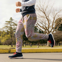 Hawaii Anthurium Tiare Pikake Lei Jogger Pants Akala Lauhala Art Pattern