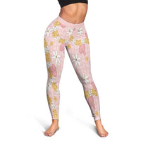 Hawaii Anthurium Tiare Pikake Lei Leggings Akala Lauhala Art Pattern