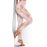 Hawaii Anthurium Tiare Pikake Lei Leggings Akala Lauhala Art Pattern