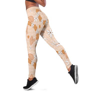 Hawaii Anthurium Tiare Pikake Lei Leggings Alani Lauhala Art Pattern