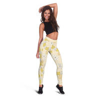 Hawaii Anthurium Tiare Pikake Lei Leggings Melemele Lauhala Art Pattern