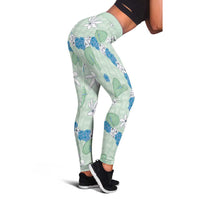 Hawaii Anthurium Tiare Pikake Lei Leggings Omaomao Lauhala Art Pattern