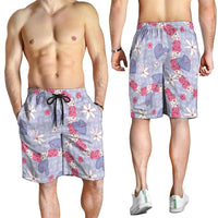 Hawaii Anthurium Tiare Pikake Lei Shorts for Men Poni Lauhala Art Pattern