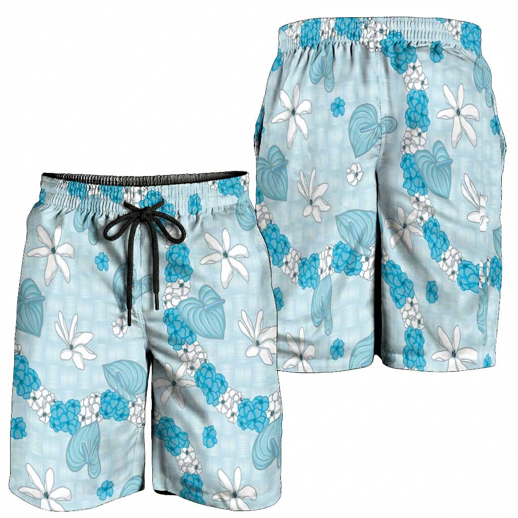 Hawaii Anthurium Tiare Pikake Lei Shorts for Men UliUli Lauhala Art Pattern