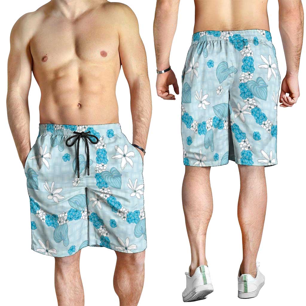 Hawaii Anthurium Tiare Pikake Lei Shorts for Men UliUli Lauhala Art Pattern