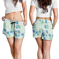 Hawaii Anthurium Tiare Pikake Lei Shorts for Women Omaomao Lauhala Art Pattern