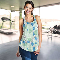 Hawaii Anthurium Tiare Pikake Lei Women Racerback Tank Omaomao Lauhala Art Pattern LT01 - Polynesian Pride