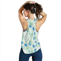Hawaii Anthurium Tiare Pikake Lei Women Racerback Tank Omaomao Lauhala Art Pattern LT01 - Polynesian Pride