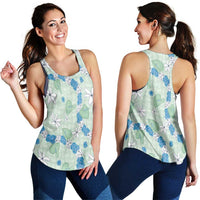 Hawaii Anthurium Tiare Pikake Lei Women Racerback Tank Omaomao Lauhala Art Pattern LT01 - Polynesian Pride