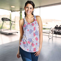 Hawaii Anthurium Tiare Pikake Lei Women Racerback Tank Poni Lauhala Art Pattern