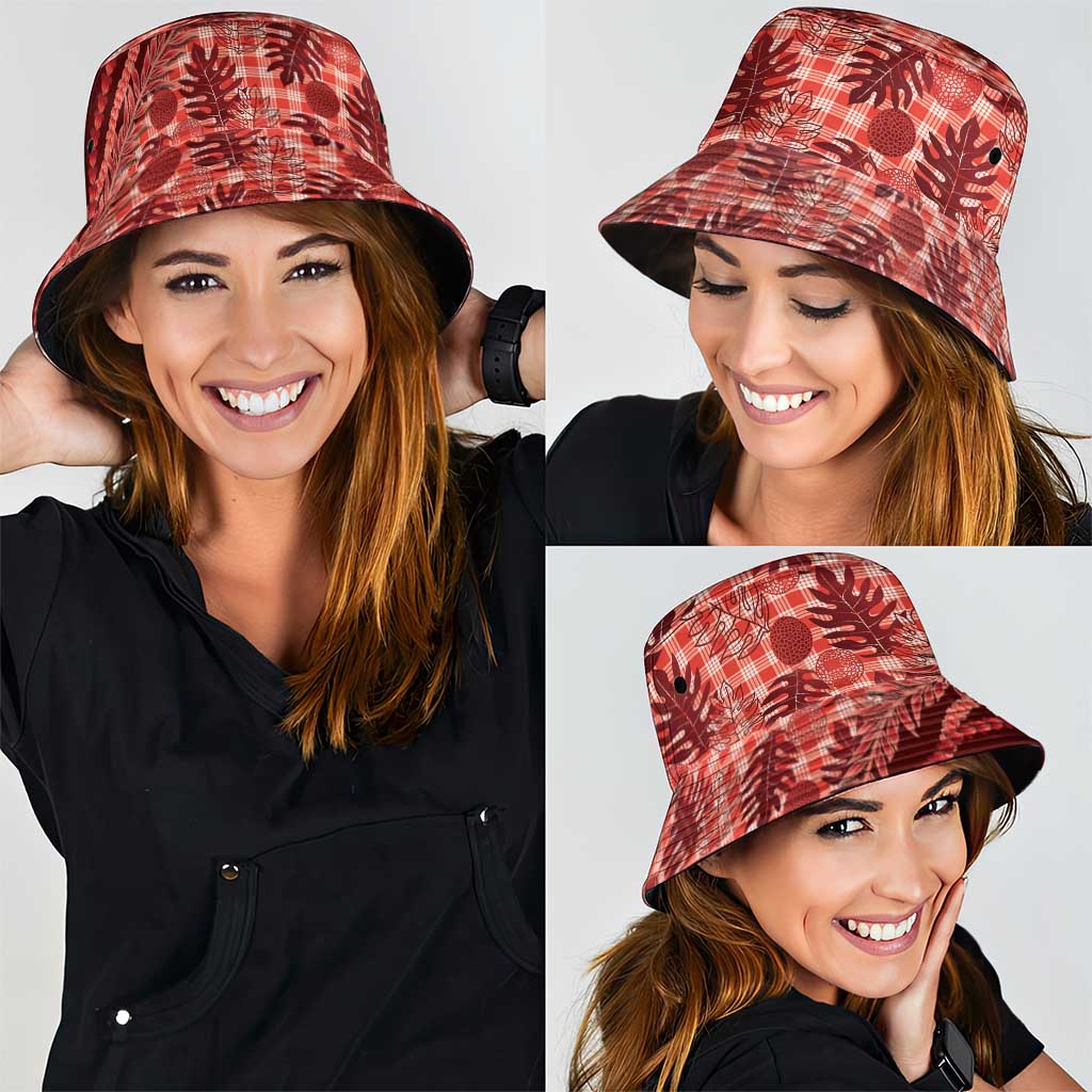 Hawaii Breadfruit Palaka Bucket Hat Ulaula Maile Lei - Polynesian Pride