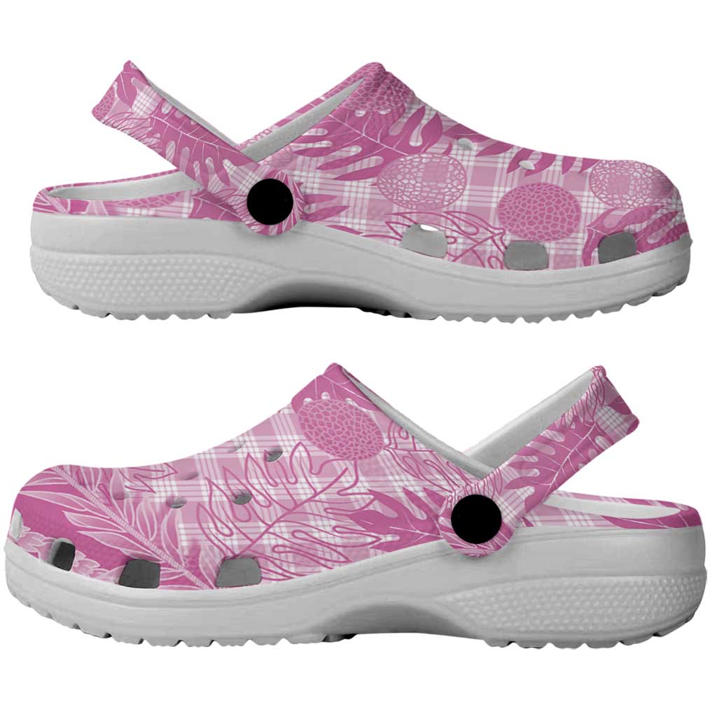 Hawaii Breadfruit Palaka Clogs Shoes Omaomao Ulaula Maile Lei - Polynesian Pride
