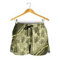 Hawaii Breadfruit Palaka Shorts for Women Omaomao Maile Lei LT9 - Polynesian Pride