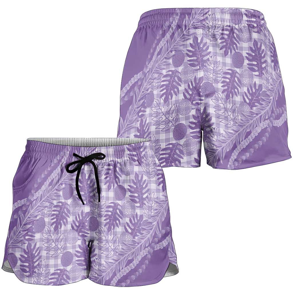 Hawaii Breadfruit Palaka Shorts for Women Poni Maile Lei LT9 - Polynesian Pride