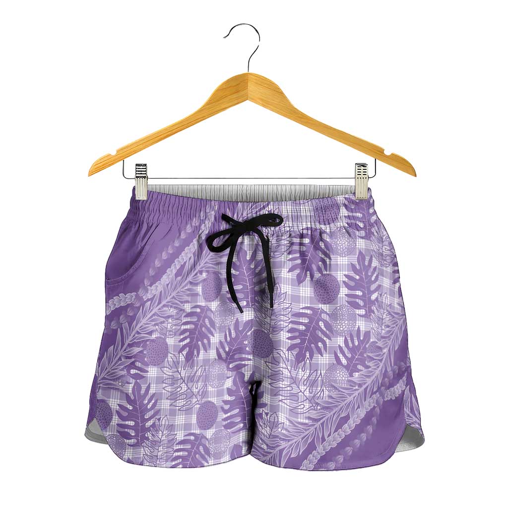 Hawaii Breadfruit Palaka Shorts for Women Poni Maile Lei LT9 - Polynesian Pride