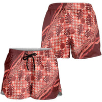 Hawaii Breadfruit Palaka Shorts for Women Ulaula Maile Lei LT9 - Polynesian Pride