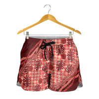 Hawaii Breadfruit Palaka Shorts for Women Ulaula Maile Lei LT9 - Polynesian Pride