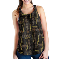 Hawaii Brown Plumeria Lei Black Women Racerback Tank Frangipani Floral Heritage Art LT01 - Polynesian Pride