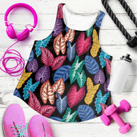 Hawaii Colorful Tropical Leaves Women Racerback Tank LT01 Black - Polynesian Pride